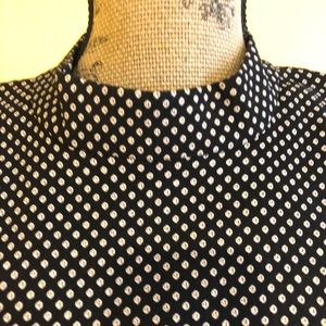 J crew black sheath dress with silver polka dot dress